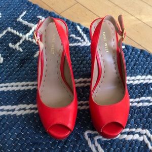 Neon Tropical chunky heel